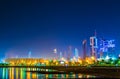 Skyline of Kuwait during night including the Seif palace and the National assembly building Royalty Free Stock Photo