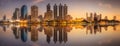 Skyline at lake in Benjakitti park Bangkok Royalty Free Stock Photo