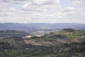 Skyline Landscape with Vineyard an Olive orchards of Medieval San Gimignano hilltop town. Tuscany region. Italy Royalty Free Stock Photo