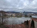 Skyline of Linz on a cloudy day, Austria Royalty Free Stock Photo
