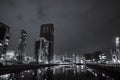 The skyline of Liverpool shines bright at night