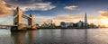 The Tower Bridge to London Bridge during sunset time Royalty Free Stock Photo