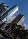 Dutch tilt Skyline of Los Angeles California showing the downtown buildings.