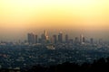 Skyline of Los Angeles Downtown at Sunset Royalty Free Stock Photo