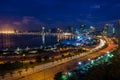 Skyline of Luanda and its seaside during the blue hour Royalty Free Stock Photo