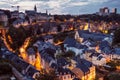 The Skyline of Luxembourg City at night. Royalty Free Stock Photo