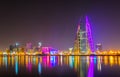 Skyline of Manama dominated by the World trade Center building during night, Bahrain....IMAGE Royalty Free Stock Photo