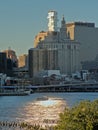 View on Manhattan in the evening sun from Brooklyn Heights, New York