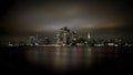 Skyline of Manhattan at night seen from Hoboken NJ. Royalty Free Stock Photo