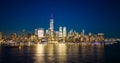 Skyline of Manhattan at night - view from Jersey City - travel photography Royalty Free Stock Photo