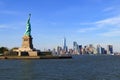 Skyline of Manhattan with the Statue of Liberty in New York City Royalty Free Stock Photo