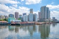 Skyline of manila by Pasig River in philippines Royalty Free Stock Photo