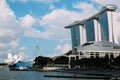 Skyline at Marina Bay in the Singapore center.