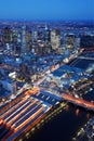 Skyline of Melbourne, Australia from above at night Royalty Free Stock Photo