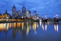 Skyline of Melbourne, Australia at night Royalty Free Stock Photo