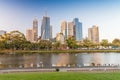 Skyline of Melbourne at dusk time, Australia