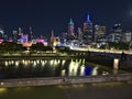 The skyline of Melbourne and Princes Bridge Royalty Free Stock Photo