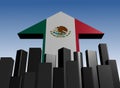 Skyline and Mexican flag arrow