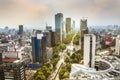 Skyline in Mexico City, Reforma aerial view at sunset time Royalty Free Stock Photo