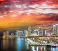 Skyline of Miami at sunset, Florida