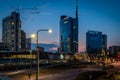 Skyline of milan from the bridge in porta nuova district