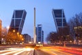 Skyline of modern buildings at Avenue Paseo de la Castellana, Madrid Royalty Free Stock Photo