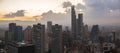 Skyline of modern buildings in Bogota, Columbia during sunset Royalty Free Stock Photo