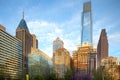 Skyline of modern buildings at downtown from Rittenhouse Square, Philadelphia Royalty Free Stock Photo