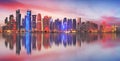 Skyline of modern city of Doha in Qatar, Middle East. - Doha`s C Royalty Free Stock Photo