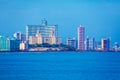 Skyline of modern Havana and Caribbean sea, Cuba Royalty Free Stock Photo