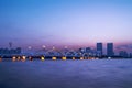 The skyline of modern urban architecture and the scenery of Taihu Lake in Wuxi City, Jiangsu Province, China Royalty Free Stock Photo