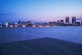 The skyline of modern urban architecture and the scenery of Taihu Lake in Wuxi City, Jiangsu Province, China Royalty Free Stock Photo