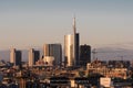 Skyline with new skyscrapers, Milan Italy