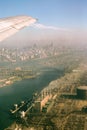 The skyline of New York City as seen from a helicopter in the state of New York in the United States of America in 1964 Royalty Free Stock Photo