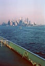 The skyline of New York City as seen from a helicopter in the state of New York in the United States of America in 1964 Royalty Free Stock Photo