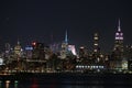 Skyline New York City by night color and lights Royalty Free Stock Photo