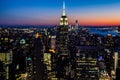 Skyline of New York City at night with the view from the top of the Empire State Building Royalty Free Stock Photo