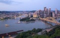 Skyline of city Pittsburgh night PA USA