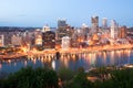 Skyline at night of the Central Business district of Pittsburgh Royalty Free Stock Photo