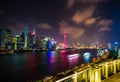 Skyline night view on Pudong New Area, Shanghai. Royalty Free Stock Photo