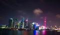 Skyline night view on Pudong New Area, Shanghai. Royalty Free Stock Photo