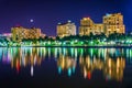 The skyline at night in West Palm Beach, Florida. Royalty Free Stock Photo