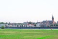 Skyline of Nijmegen City in front of grass landscape