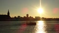 Skyline in Nijmegen at sunset