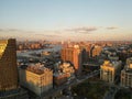 Skyline of NYC. New York City skyline from Brooklyn Bridge. Brooklyn buildings of New York. New Skyline of NYC with Royalty Free Stock Photo