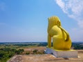 Skyline of odisa and golden lion statue at theview point of dhauli shanti stupa at odisha,India Royalty Free Stock Photo