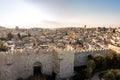 Skyline of the Old City in Jerusalem from north, Israel. Royalty Free Stock Photo