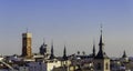 Skyline of Madrid on a sunny day, with its typical roofs, towers and domes Royalty Free Stock Photo