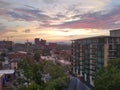 Skyline over Asheville, North Carolina at sunset