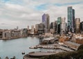 the skyline is overhang the water in sydney, australia Royalty Free Stock Photo